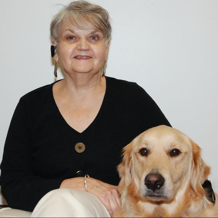 Picture of Kathleen and her guide dog Yabel